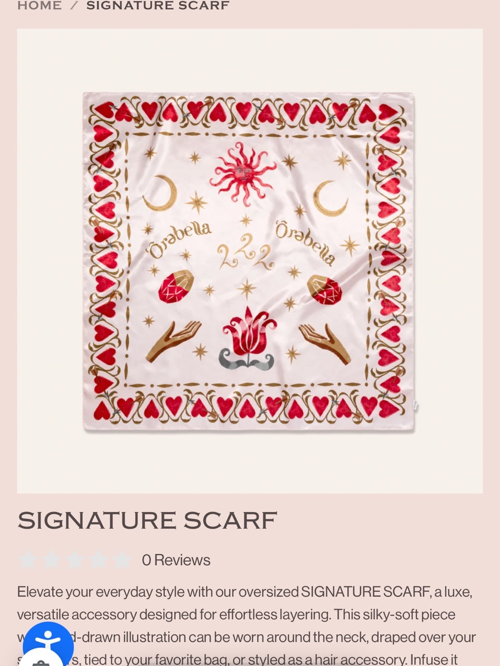 Abella Heart & Celestial Signature Scarf in Pink, Red & Gold